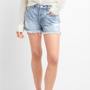 High Rise 3” Light Wash Jean Shorts Distressed